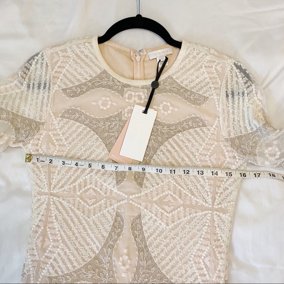 Intropia Embroidered Lace Cream Mini Dress Size 4 - Picture 11 of 11